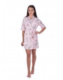 Sieviešu halāts kokvilnas viskozes īss  plāns elpojošs 82557P S-2XL