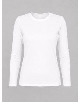 Sieviešu balts T-krekls ar garām piedurknēm 95% kokvilna 5% elastāns 91001DB S–4XL