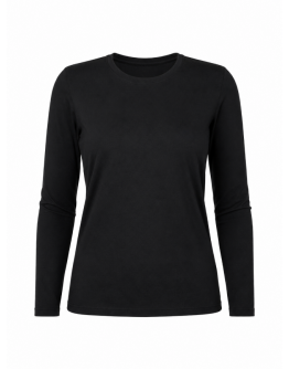 Sieviešu melns T-krekls ar garām piedurknēm 95% kokvilna 5% elastāns 91001DM S–4XL