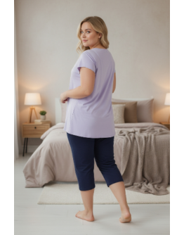 Sieviešu kokvilnas pidžama ar 7/8 biksēm, 95% kokvilna, 92019L, M–6XL