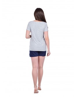 Sieviešu pidžama ar šortiem Kokvilnas lielie izmēri 92722 S-4XL