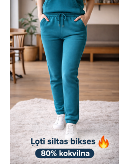 Tikai Sieviešu bikses ar siltu oderi atpūtai no kokvilnas Ļoti siltas lieli izmēri A20084PR S-4XL