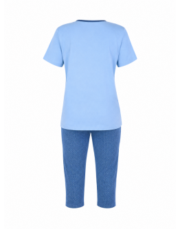 Sieviešu kokvilnas pidžama ar biksēm 7/8 (bridžiem), 12506Sn, M–6XL