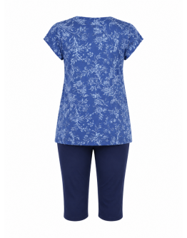 Sieviešu kokvilnas pidžama ar 7/8 biksēm, 95% kokvilna, 92019Sn, M–6XL