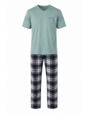 Vīriešu pidžama ar rūtainām biksēm (100% kokvilna)
