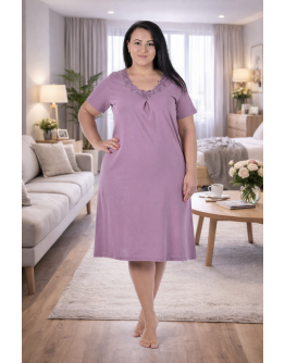 Naktskrekls ar īsām piedurknēm Kokvilnas sieviešu  lielie izmēri  12072L   L-6XL