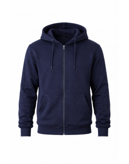 Sporta jaka ar rāvējslēdzēju un kapuci (80% kokvilna), tumši zila, unisex, 80% kokvilna, lieli izmēri, 20306Sn, S–4XL.