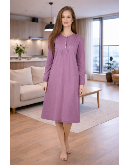 Naktskrekls ar garām piedurknēm Kokvilnas sieviešu  lielie izmēri  11592 M-6XL