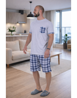Vīriešu pidžama ar šortiem kokvilnas lielie izmēri 12256S S-6XL