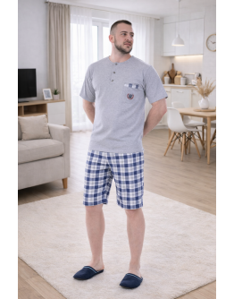 Vīriešu pidžama ar šortiem kokvilnas lielie izmēri 12236S M-6XL