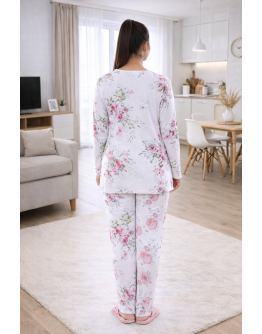 Sieviešu pidžama Kokvilnas viskozes pidzama ar garām biksēm plāna elpojoša  lielie izmēri  81556R 4XL