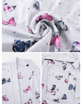 Sieviešu halāts no 100% kokvilnas ar tauriņu rakstu 12626B S–4XL