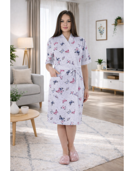 Sieviešu halāts Kokvilnas  plāns  lielie izmēri 12626B S-4XL
