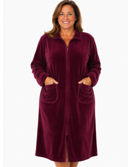 Sieviešu velūra halāts ar rāvējslēdzēju, lielie izmēri – 51676B, L-6XL