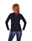Sieviešu T-krekls ar garām piedurknēm kokvilnas melnā lielie izmēri 11001DM S - 4XL