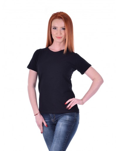 Sieviešu T-krekls ar īsām piedurknēm kokvilnas melns lielie izmēri 92001KM S - 4 XL