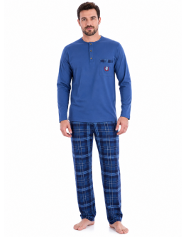 Vīriešu kokvilnas pidžama ar garām biksēm, 100% kokvilna, M–6XL, 11236Sn 