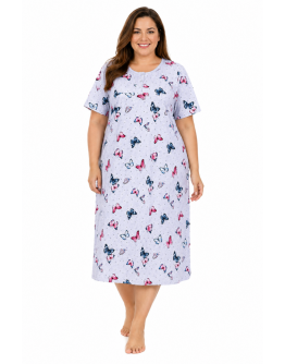 Sieviešu naktskrekls no 100% kokvilnas ar tauriņu rakstu 12544B XL–6XL