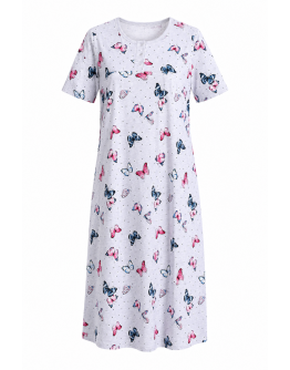 Sieviešu naktskrekls no 100% kokvilnas ar tauriņu rakstu 12544B XL–6XL