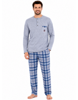 Vīriešu kokvilnas pidžama ar garām biksēm, 100% kokvilna, M–6XL, 11236S