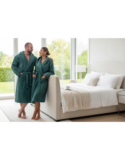 Vīriešu un Sieviešu kokvilnas frotē halāts ar kapuci 450Zn Unisex M-5XL