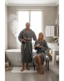 Vīriešu un sieviešu stilīgs, silts un mīksts kokvilnas (mikro kokvilnas) frotes halāts ar kapuci. Pieejami lieli izmēri. 500Sr  Unisex.