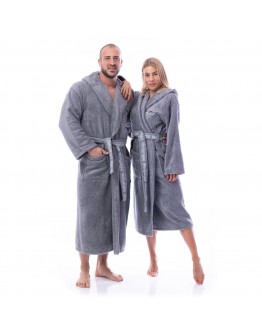 Vīriešu un sieviešu stilīgs, silts un mīksts kokvilnas (mikro kokvilnas) frotes halāts ar kapuci. Pieejami lieli izmēri. 500Sr  Unisex.